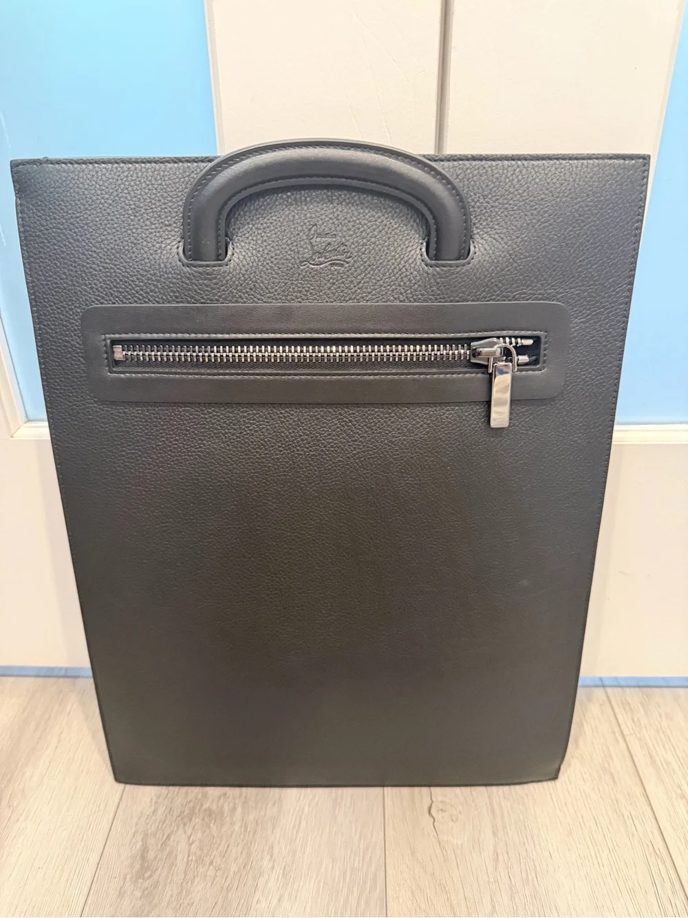 Christina Louboutin Trictrac Portfolio Bag  Studded Black Leather COA